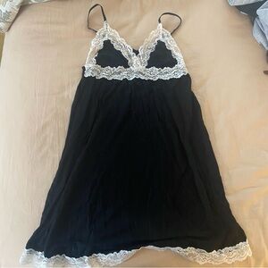 H&M Black Chemise with White Lace Trim